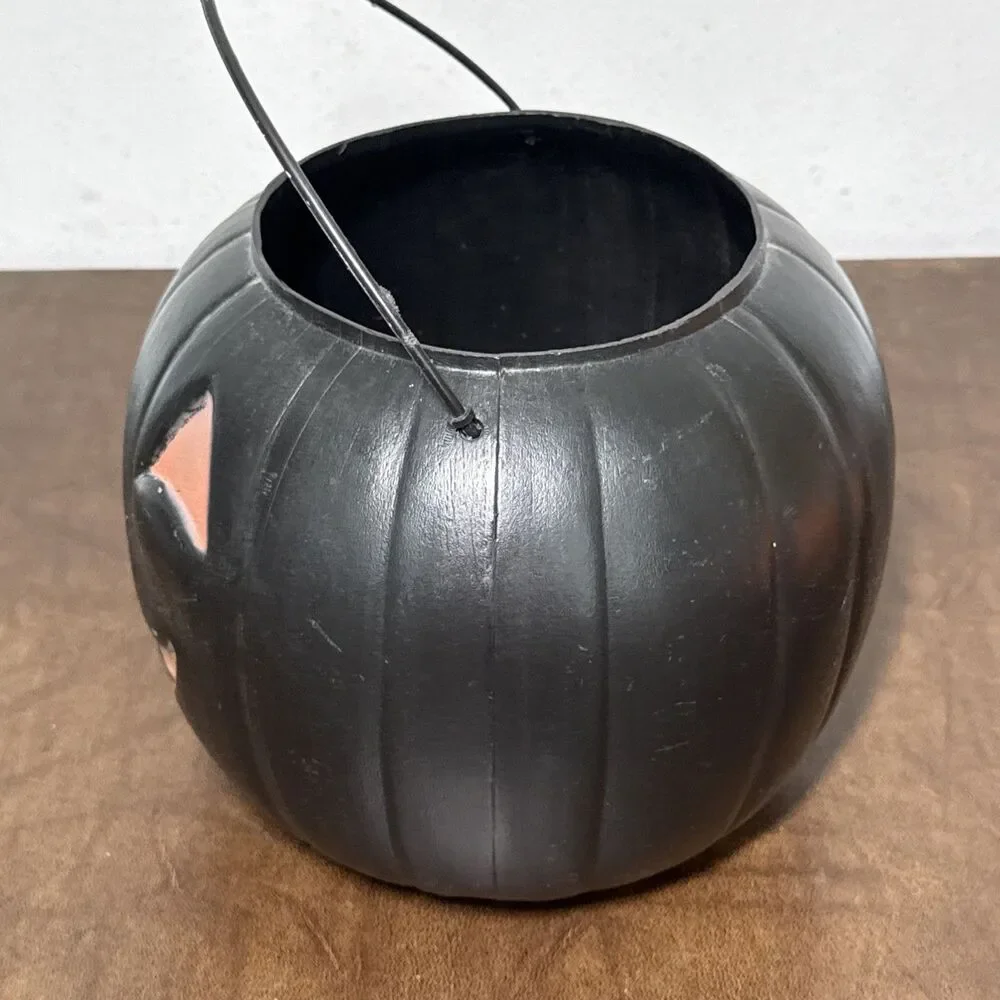 Vintage General Foam Plastics Blow Mold Halloween Jack o Lantern Pumpkin Bucket